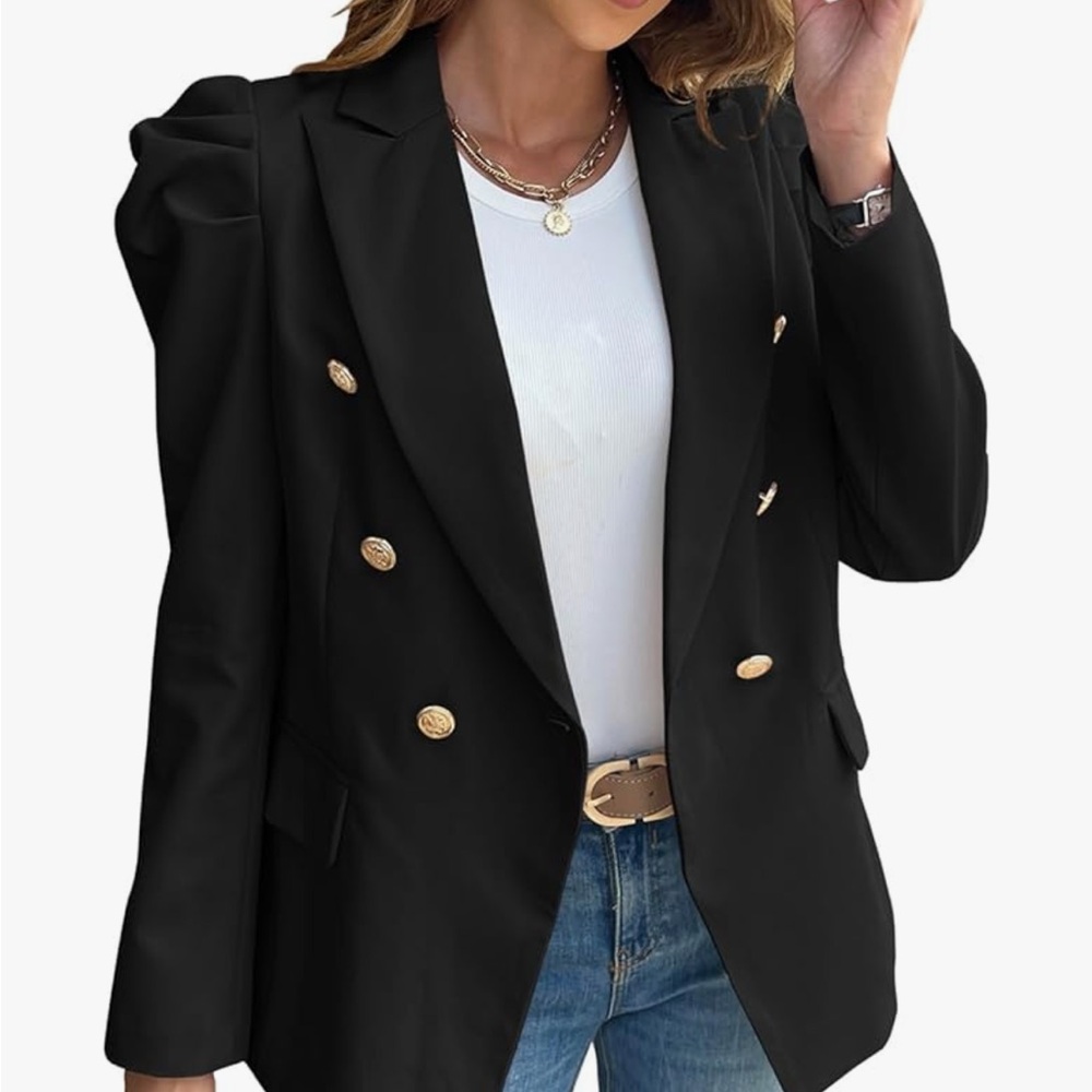 Chic Black Double-Breasted Women's Blazer